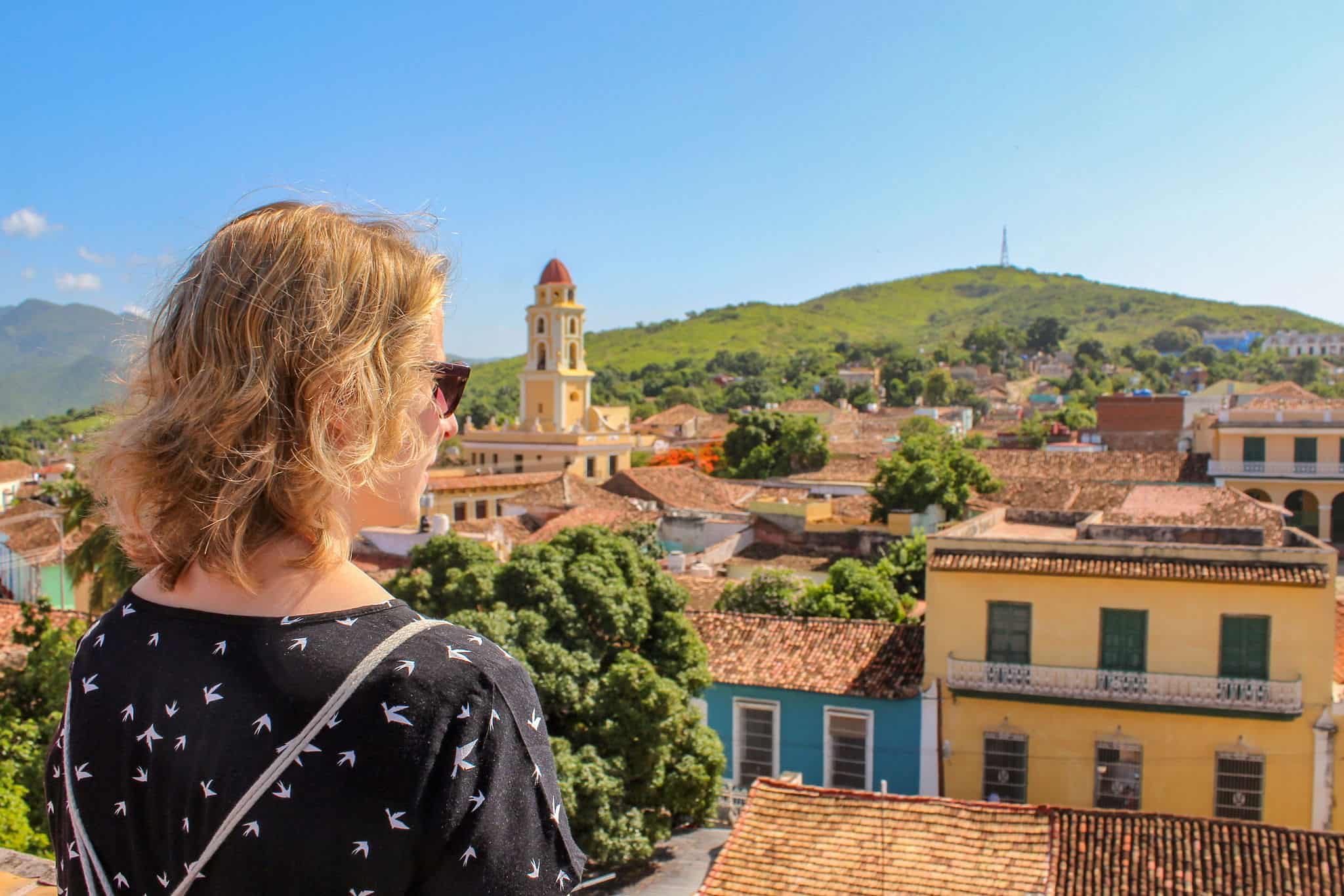 Woman looking out over Trinidad, Cuba