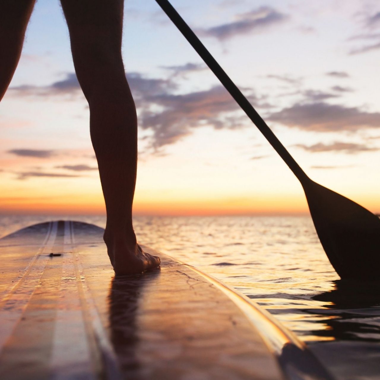 Stand up paddleboard at sunrise