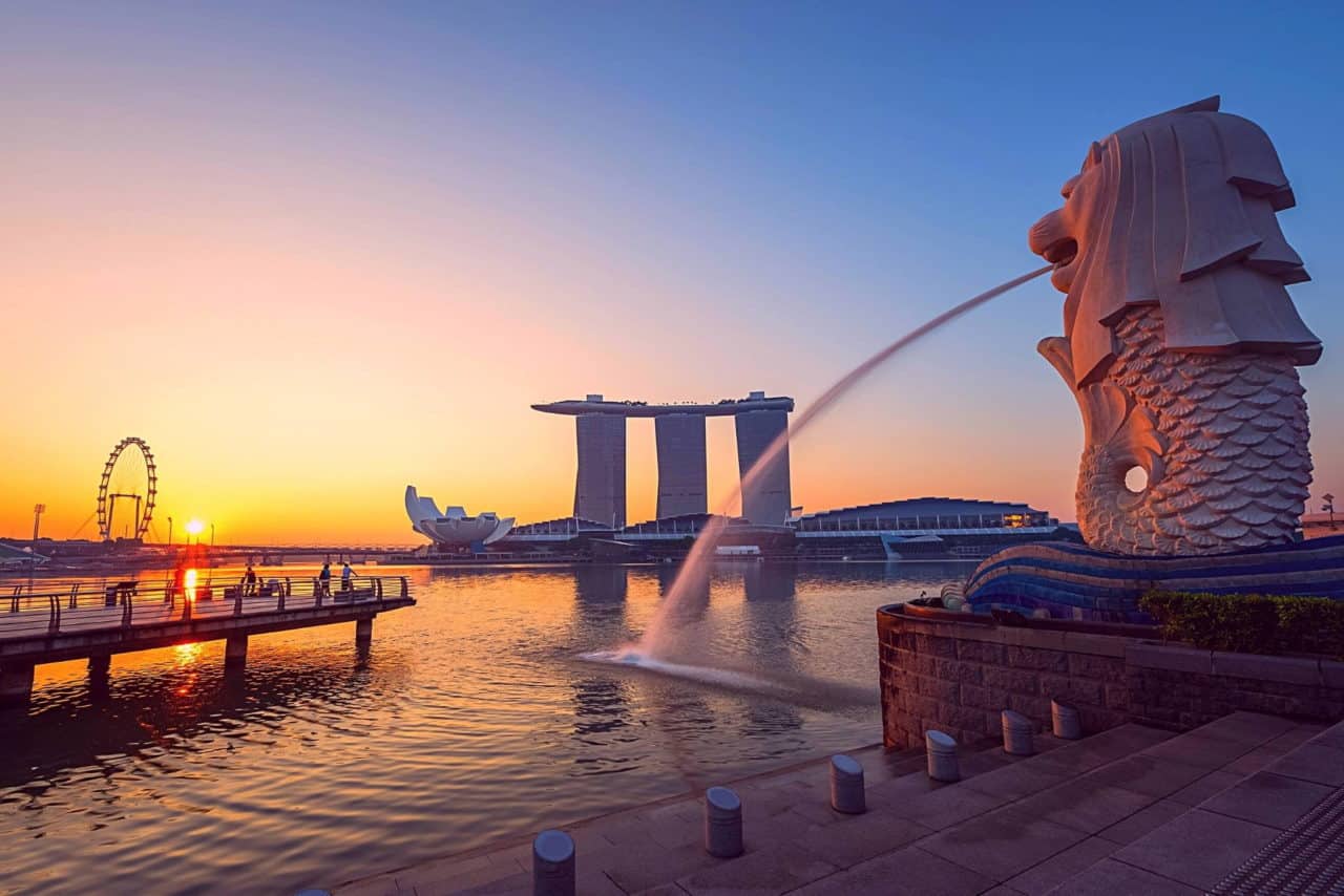 Singapore Lion and Marina Bay