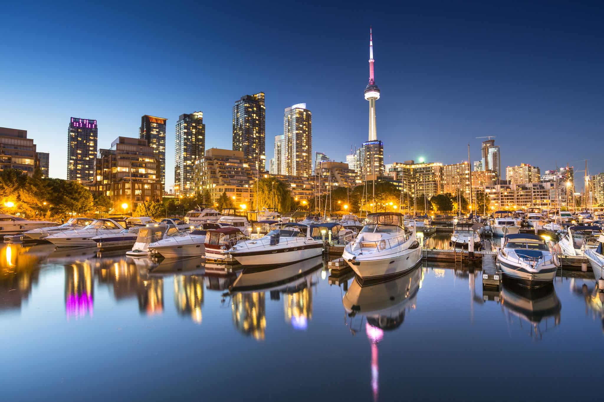 CN Tower and Marina at Toronto, Ontario Canada