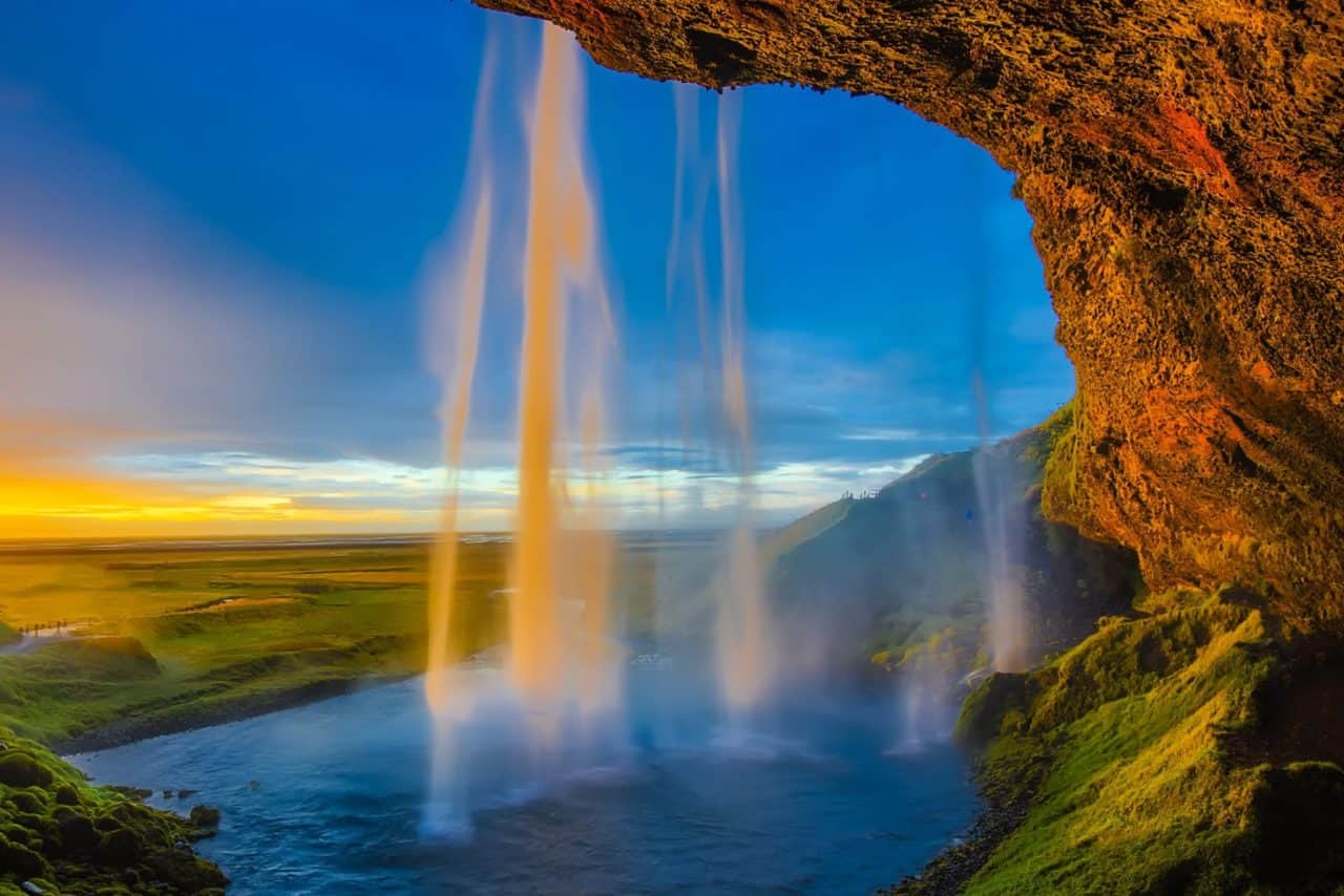 Cascading Skogafoss Waterfall Iceland