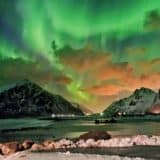 Northern lights over the Lofoten Islands in Norway
