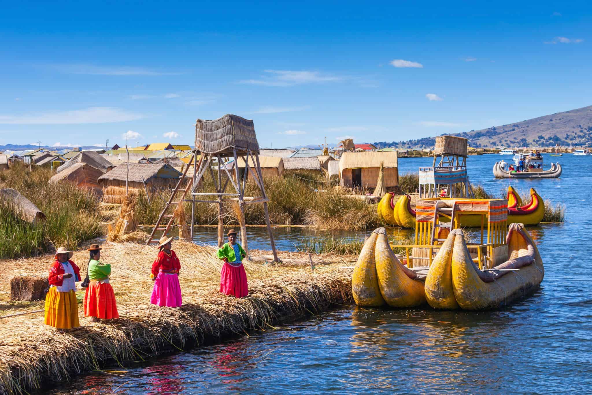 Floating Uros Islands on Lake Titicaca Peru