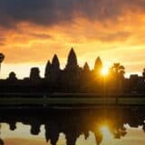 Sunrise at Angkor Wat temple Cambodia