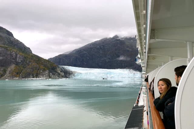 NCL Norwegian Encore cruise ship balcony in Glacier Bay Alaska