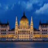 Budapest's parliament building at night