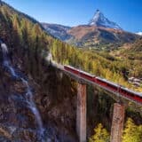 Swiss Alps Gornergrad tourist train in Zermatt Switzerland