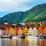 Wharf and traditional houses in Bergen Norway